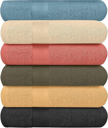 KAHAF COLLECTION ECO Towels 6-Pack Bath Towels - Extra-Absorbent - 100% Cotton - 27in x 54in
