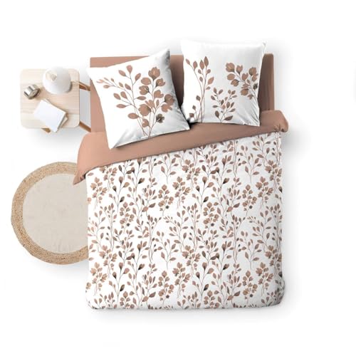 Douceur d'Intérieur, Maiwen Mocha 3-Piece Bedding Set (240 x 220 cm) 100% Cotton