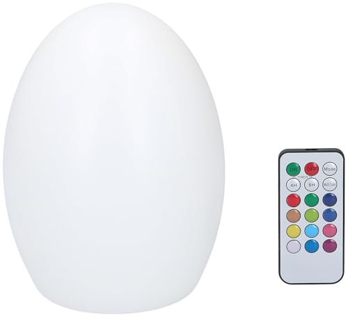 GRUNDIG LED Table Lamp in Egg Shape - RGB Rechargeable Lamp - Battery Operated Table Lamp - with Remote Control - Various Light Colours and Modes - Timer Function from 4 to 8 Hours - Plastic - White
