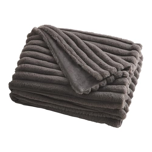 Appletree Faux Fur Throw – Charcoal Grey, 180x130cm – Soft Plush Blanket for Sofa or Bed – Luxury Rabbit Fur Imitation – Reversible & Filled – Matching Cushion Available