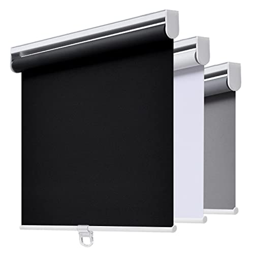 "AOSKY Cordless Roller Shades Blackout Blinds for Windows Room Darkening Rolled Up Shades with Spring System, UV Protection Window Shades Door Blinds for Home and Office (19"" W x 72"" H, Black)"