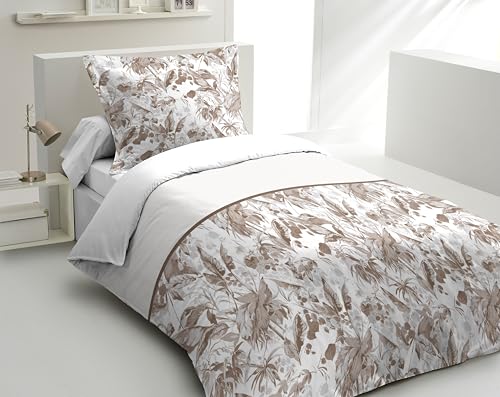 Home Linge Passion Duvet Cover Set 140 x 200 cm – 2 Pieces – Soft Cotton Percale – Duvet Cover + Pillowcase – Taupe – La Nomad Model