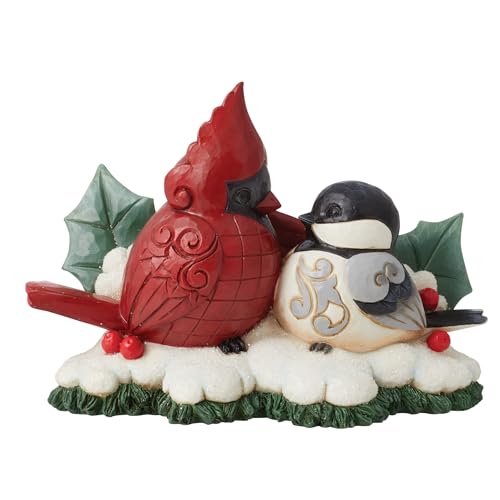 Enesco Jim Shore Heartwood Creek Four Seasons Highland Cardinal & Chickadee Figurine