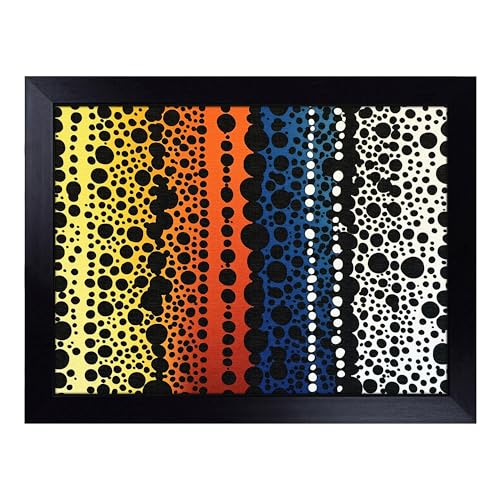 Lap Tray with Bean Bag Cushion, Abstract Dots - Handmade in the UK, Raised Wooden Edge, Padded Cushion, Heat-Resistant Wipe-Clean Surface, for Meals, Laptops and Crafts