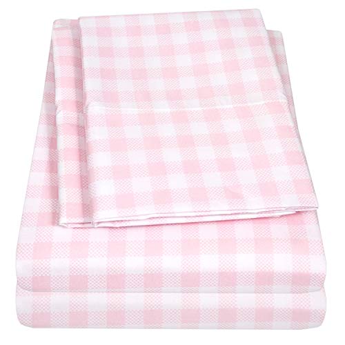 1500 Supreme Kids Bed Sheet Collection - Fun Colorful and Comfortable Boys and Girls Toddler Sheet Sets - Deep Pocket Wrinkle Free Hypoallergenic Soft and Cozy Bedding - Full, Pink Gingham