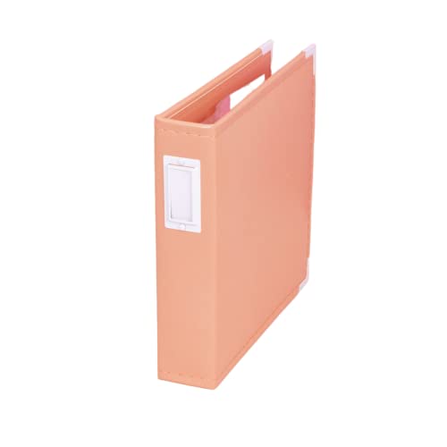 Craftelier - Eco-Leather Photo Album with Peach Covers, 2 Rings and 5 Sleeves 16 x 21.5 cm (6 x 8 inches) - Customizable, Perfect for Photographs, Layouts and Project Life Compositions