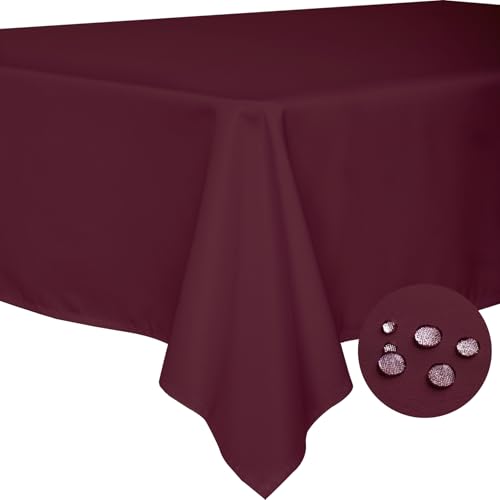 BYDOLL Table Cloth Burgundy 54x120 Inch Tablecloth for 4 Foot Rectangle Tables Outdoor Washable Wrinkle Free and Spillproof Polyester Tablecloth for Festival Camping Picnic Party Cover