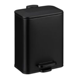 Relaxdays Cosmetics Waste Bin, 5 Litre, Bathroom Soft-Close Trash Can, Matt Finish, Removable Inner Bin, Pedal, Black