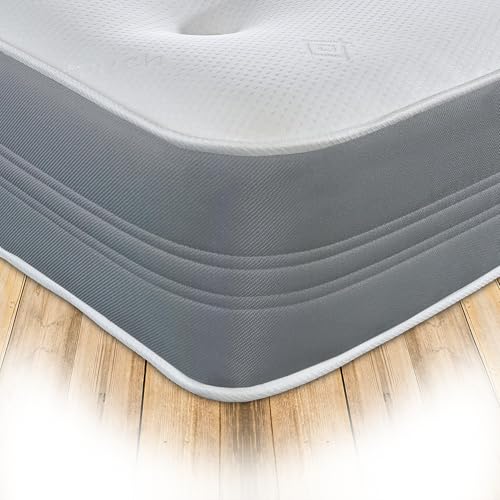 "Starlight Beds - Memory Foam Cool Comfort 8"" Deep Hand Tufted Spring Grey Mattress. Double Mattress: 135cm x 250cm"