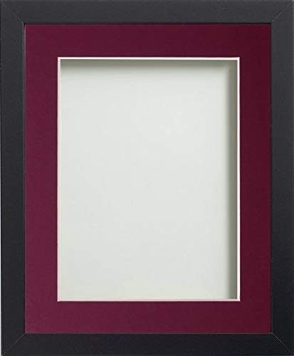 Frame Company Allington Black Photo Frame with Plum Mount, A4 for 9x6 inch, fitted with perspex