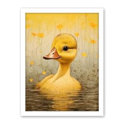 Artery8 Yellow Duckling Kids Bedroom Baby Nursery Calm Elegant Artwork Framed Wall Art Print 18X24 Inch