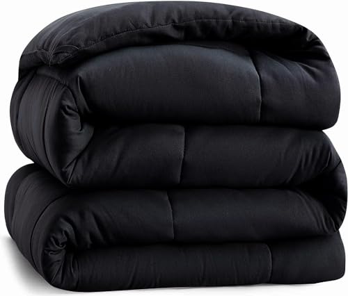 "Cozynight Soft Comforter Queen Size Duvet Insert-Lightweight Down Alternative Comforter with Corner Tabs-Fluffy & Breathable & Machine Washable Diamond Stitching (Black,88""X92"")"