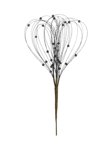 WeRChristmas Black Glitter Nest Christmas Tree Pick, 39cm - 39cm black glitter nest pick with 6 branches, looped details and bead accents for trees and festive arrangements