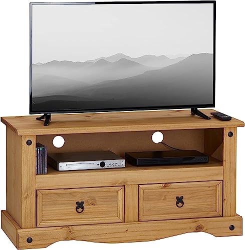 Mews Corona TV Stand 2 Drawer Flat Screen Unit Mexican Solid Pine