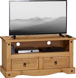 Mews Corona TV Stand 2 Drawer Flat Screen Unit Mexican Solid Pine
