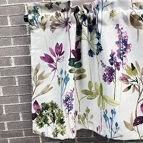 MYRU 1 Panel Purple Blue Flower Curtains Valance for Windows (1 x 54x18 Inch)