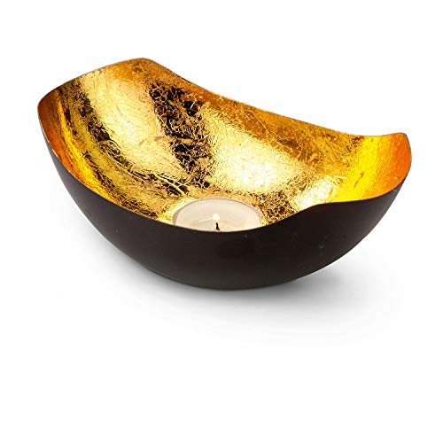 ROMINOX Tea Light Holder Metal - Satin Lacquered Brown/Gold 16.3 x 11.1 x 6 cm