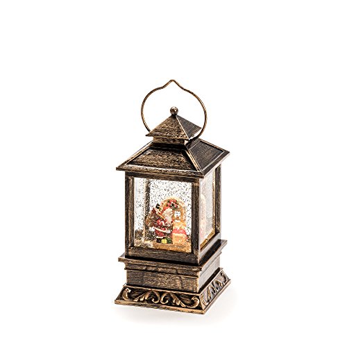 "Konstsmide Christmas Decorations LED Snow Globe Lantern “Santa and Children Scene"", Water Filled/Water Spinner/Indoor Use (IP20)/Battery Operated 3xC 1.5V (excl.) / Lantern"