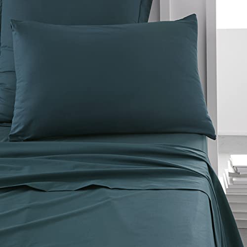 Today Essential Set of 2 Pillowcases 50 x 70 cm 100% Cotton Plain Peacock
