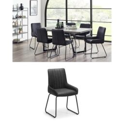 Julian Bowen Miller Concrete Dining Table & 6 Chairs, Black - H86xW160cm