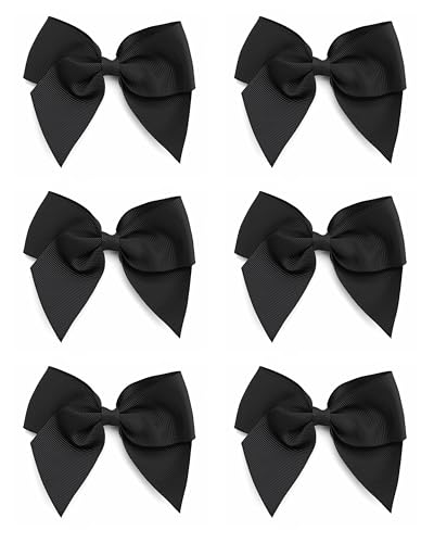 Italian Options Large Grosgrain Ribbon Bows, Self-Adhesive Fabric Bow Decorations for Gift Wrapping, Hampers, Christmas, Hair Bows, Crafts, Cakes, Crafting Accessories, Black, 6 Pack, 10 cm