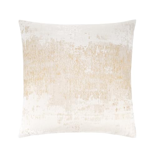 THE-TINOART Off White Cream Pillow Covers Subtle Sprinkling of Gold Jacquard Throw Pillow Covers Reversed Cream Beige Velvet Boho Cushion Cover for Couch Sofa Bed 24 x 24inches 1Piece