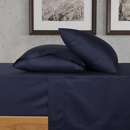 URBANHUT 100% Cotton California King Sheets Set (4Pc), 700 Thread Count, Soft Luxury Bed Sheets for California King Size Bed, Sateen Weave Hotel Sheets, 16'' Elasticized Deep Pocket - Navy Blue