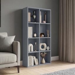 Vida Designs 8 Cube Storage Unit, Grey, Wooden Shelving Display Storage Unit Office Living Room Furniture