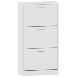 Vida Designs Shoe Cabinet, Wooden Shoe Storage Unit with 3 Pull-Down Drawers, Multifunctional Dust-Proof Space-Saving Slim Cupboard for Hallway or Entryway (White)