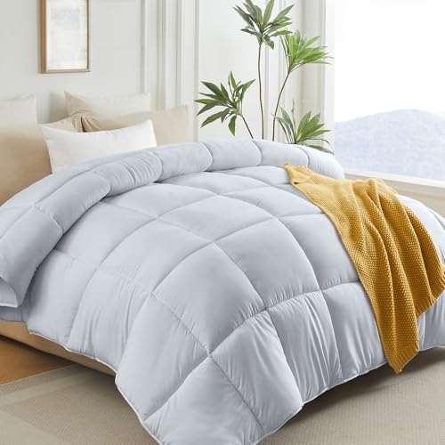L LOVSOUL Down Alternative King Duvet Insert,Light Grey, 106x90IN - All Season Warm Bedding, Box Stitching Design, Extra Soft and Breathable, Hotel Collection, Machine Washable,Light Grey