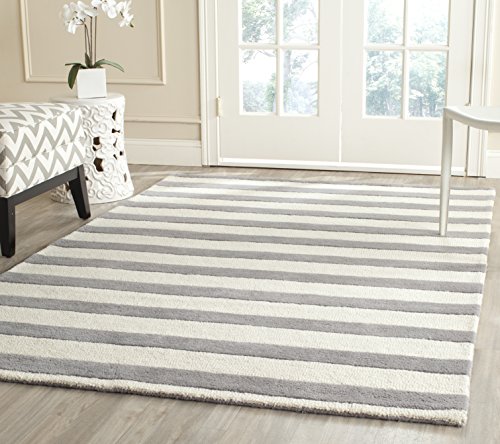 Safavieh Modern Indoor Hand Tufted Rectangle Area Rug, Cambridge Collection, CAM154, in Grey / Ivory, 183 X 274 cm for Living Room, Bedroom or Any Indoor Space