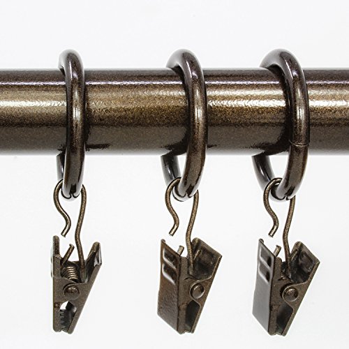 Chicology Curtain Clip Rings Metal for Rods (12 Pack), 3/4-inch Diameter-Essential Bronze (100% Steel), Pack of 12 (3/4-inch)