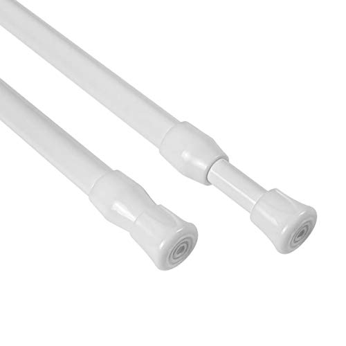 KXLife 2Pcs Spring Tension Curtain Rod, 28 to 40 Inch Adjustable Small Tension Rods No Drill, White Spring Loaded Curtain Tension Rod for Window