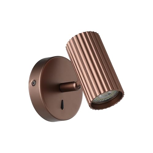 Eglo Bedside wall Light Portillo, Indoor lamp with Adjustable Spotlight - reading lamp with switch, bedroom and living room lighting, bronze coloured metal, GU10