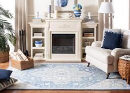 SAFAVIEH Traditional Rug for Living Room, Dining Room, Bedroom - Micro-Loop Collection, Short Pile, in Blue and Ivory, 120 x 180 cm
