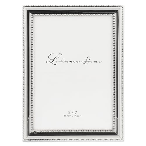 Lawrence Frames 510757 Metal Picture Frame Silver-Plate with Delicate Beading, 5 by 7-Inch