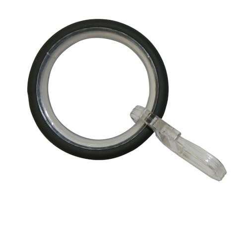 GARDINIA Curtain Rings Elba Pack of 10 Including Sliding Insert and Folding Hooks Diameter 29/38 mm Width 3.5 mm Metal Stone Grey