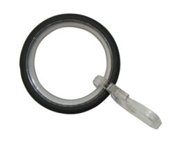 GARDINIA Curtain Rings Elba Pack of 10 Including Sliding Insert and Folding Hooks Diameter 29/38 mm Width 3.5 mm Metal Stone Grey