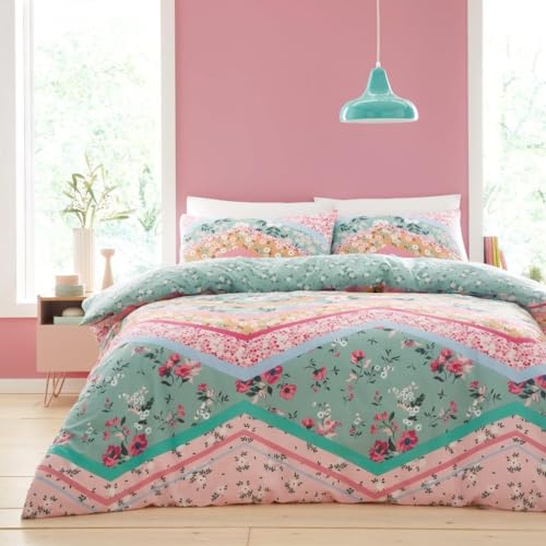 GC GAVENO CAVAILIA Floral Duvet Cover King Size (230x220cm) - Polycotton Duvet Set 3 Piece Bedding Bed Cover with Pillowcase - Washable Linen - Multi
