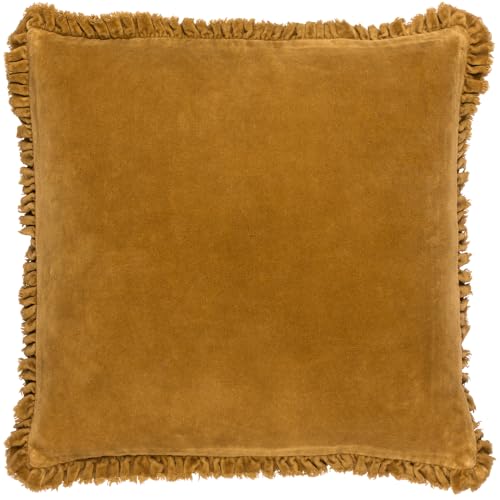 Yard Bertie Washed Cotton Velvet Cushion Cover (Saffron, 45 x 45 cm) - Soft washed cotton velvet with a relaxed finish for effortless contemporary styling