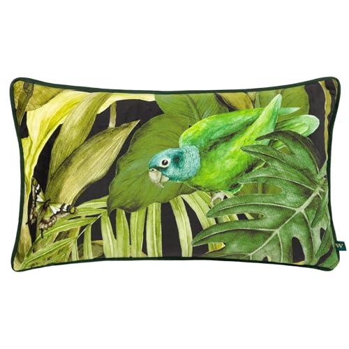 furn. Wylder Tropics Psitta Velvet Piped Polyester Filled Cushion