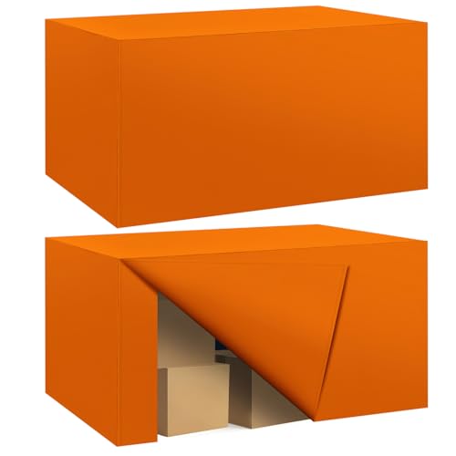 Ascoza 2 Pack Fitted Tablecloth for 4 Foot Rectangle 48 x 24 Inch Orange Table Covers Water Resistant Polyester Cloth for Folding, Parties,Display, Trade Show (Orange)