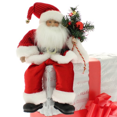 WeRChristmas 30 cm Large Father Christmas with Sack Decoration