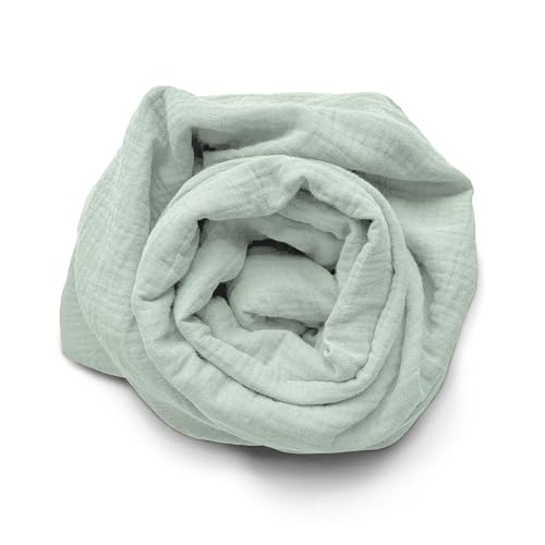 100% Cotton Gauze Fitted Sheet, 180 x 200 x 30 cm, Sea Green