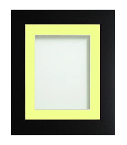 Frame Company Watson Matte Black Picture Photo Frame fitted with Perspex, 16x12 inch with Lemon Bon Bon Mount for image size 14x10 inch