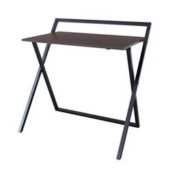 VERSANORA Teamson Home 34″ Easton Modern Wooden Folding Home Office Computer Desk, Study Writing Table with Metal Cross Legs in Brown/Black