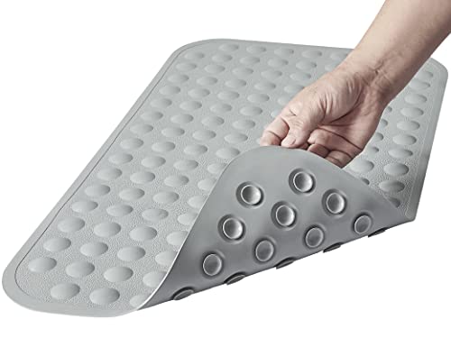 Yanzifly Bathtub Mat Non Slip Bath Mat for Tub Silicone Soft & Safe, Anti Slip Matt for Kids Elderly Non Toxic, Machine Washable - Grey