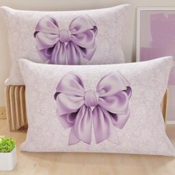 PETTI Artigiani Italiani - Pair of Pillow Cases 40 x 145 cm in Microfibre, Cushions for Bedroom Furniture, Sofa, Living Room, Set of 2 Cushion Covers, Lilac Bow Pillow, 100% Made in Italy