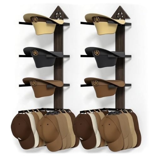 Homlume Cowboy Hat Rack - Stylish Cowboy Hat Holder for Wall - Organize and Display Your Hats with Ease - Ideal Western Decor(2pcs)