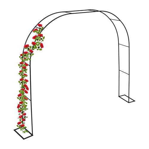 Relaxdays Garden Arbour, Metal, HWD: 210 x 280 x 40 cm, Rose Arch, Archway Trellis for Climbing Plants & Flowers, Black, Steel